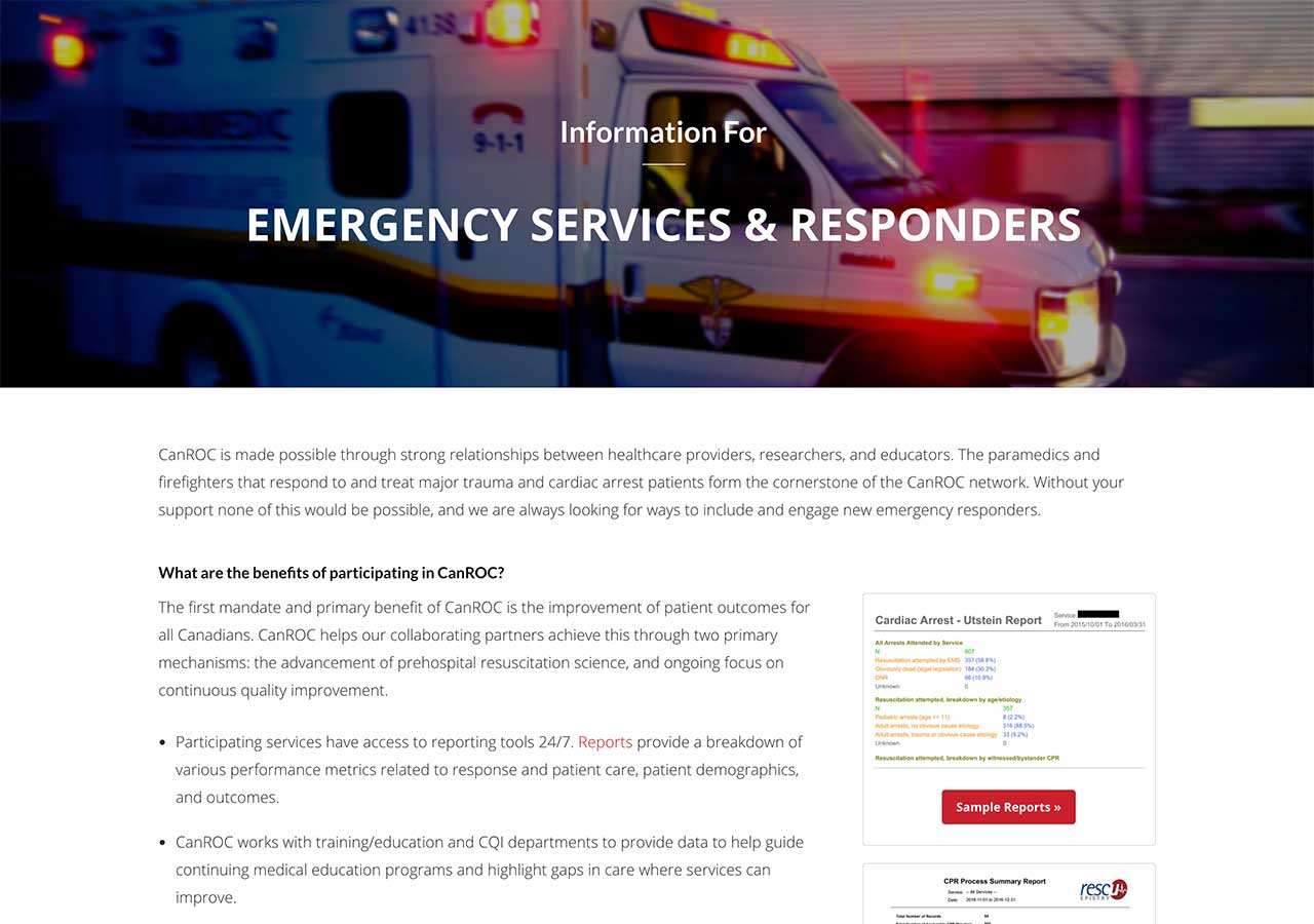 CanROC Emergency website page