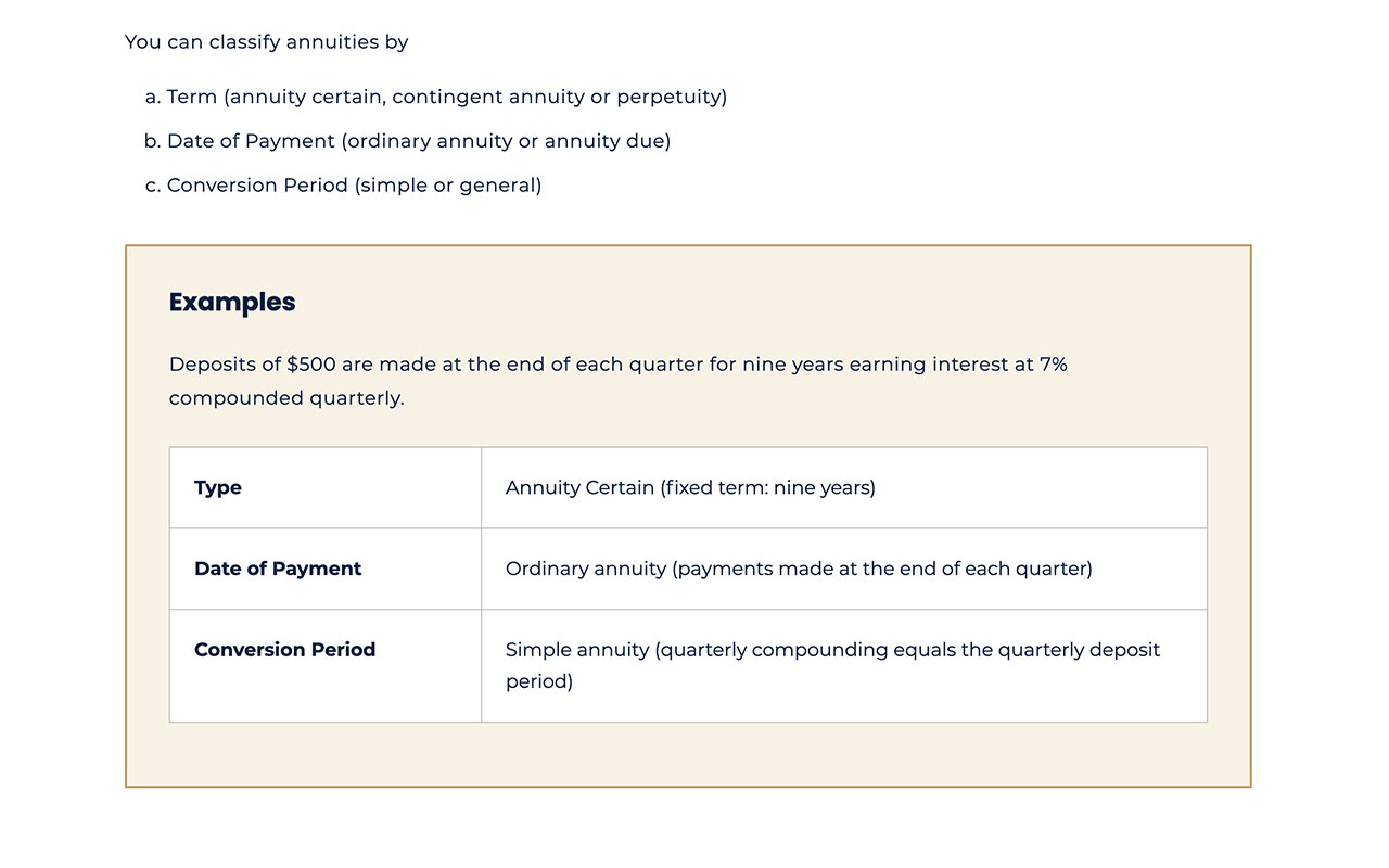 mathematics of finance example example