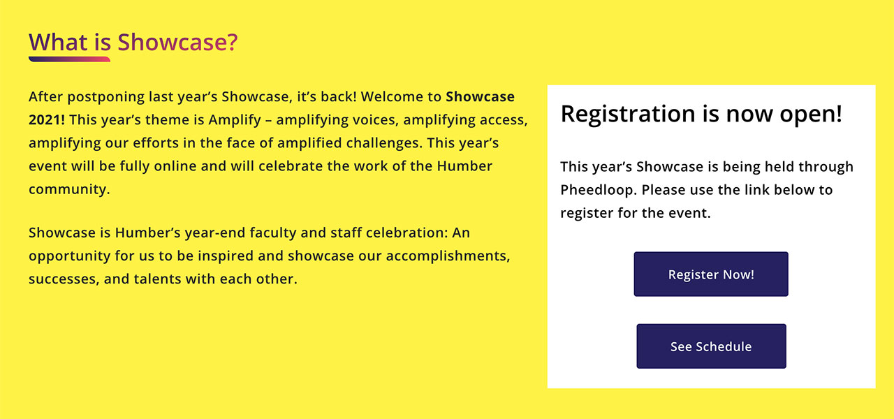 Humber showcase 2021 website About section